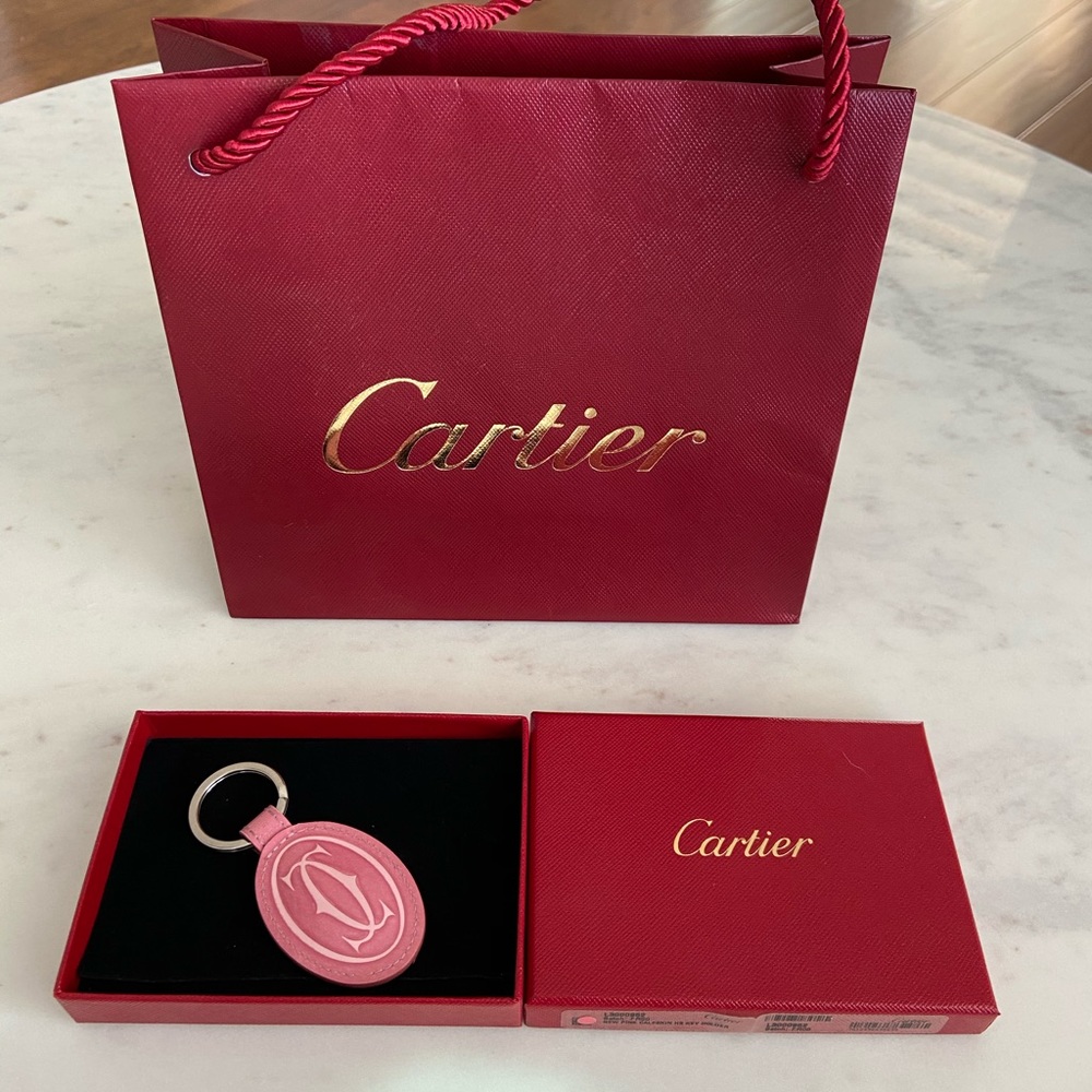 Rare like new Cartier calfskin key ring